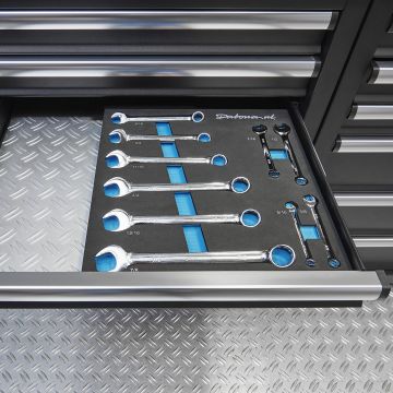 10-delige ring-steeksleutelset Engelse maatvoering in "Plus" softmodule