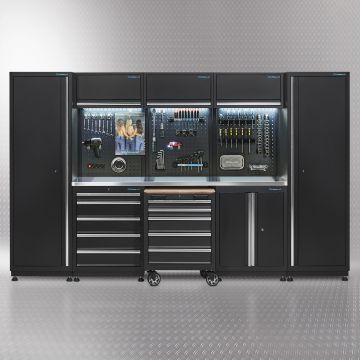 Werkplaatsinrichting PREMIUM met RVS werkblad 325 cm breed