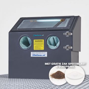 Straalcabine 110 liter met speedblast en glasparel