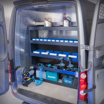 Bedrijfswageninrichting - Inbouwkast met 4 legplanken & opbergbakken