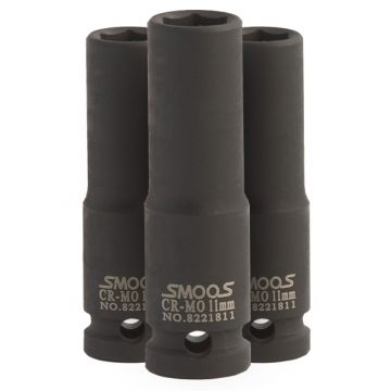 Lange krachtdop 21 mm 3/8" opname - 3 stuks
