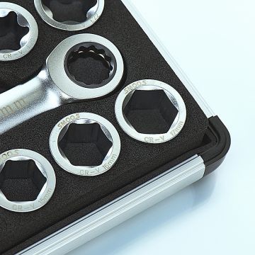 Ratelsleutelset met uitwisselsysteem 19-delig