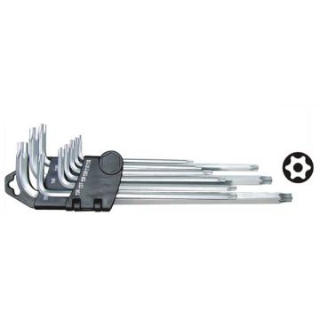 Torx sleutel set 9-delig, met stift