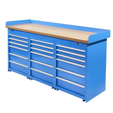 Werkbank PRO met bamboe werkblad en 18 lades - 200 cm