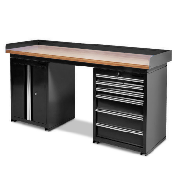 Werkbank PRO bamboe met 6 lades en opbergkast - 200 cm