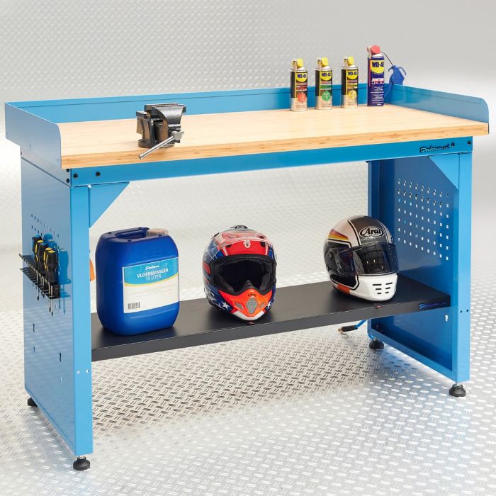 Werkbank PRO met bamboe werkblad en legbord - 150 cm