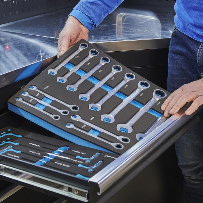 Ringratelsleutelset 13-delig in "Plus" softmodule