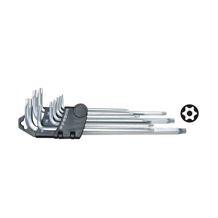 Torx sleutel set 9-delig, met stift