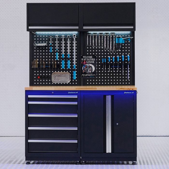 Werkplaatsinrichting PREMIUM eiken met deuren- en ladekast - 135 cm